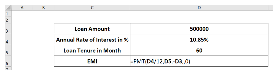 loan calculation in excel